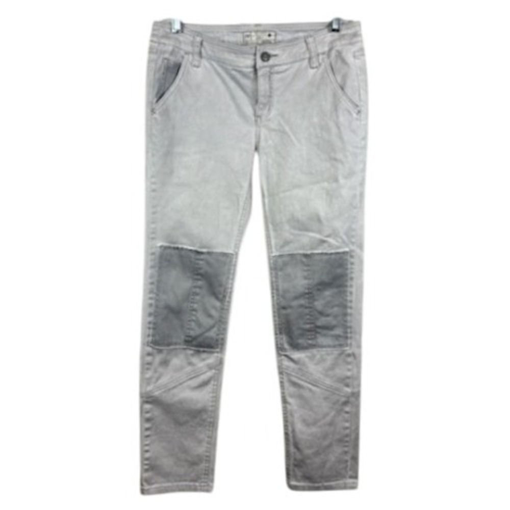 Free People Moto Jeans Women's Size 2 Grey Distressed Denim Patch